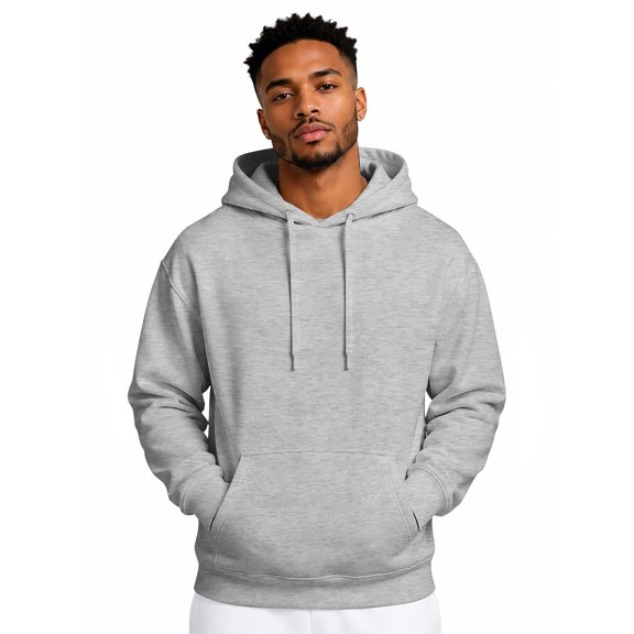 Fabrcox Mens Hoodies Fleece Lined Oversized Solid Color Mens Sweatshirt Hoodie Drawstring Fall Winter Warm Athletic Long Sleeve Pullover Men with Pockets Gray S