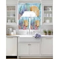 thumbnail image 3 of Summer Ocean Swag Curtains for Living Room/Bedroom Windows, Coastal Watercolor Shell Coral Kitchen Curtains and Valances Set 36 Inch Length, Light Filtering Swags Valance Curtain Panels, 3 of 5