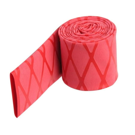 Rubber Heat Shrink Racket Sleeve Wrap Antislip Fishing Rod Grip Red 1Mx0.3cm