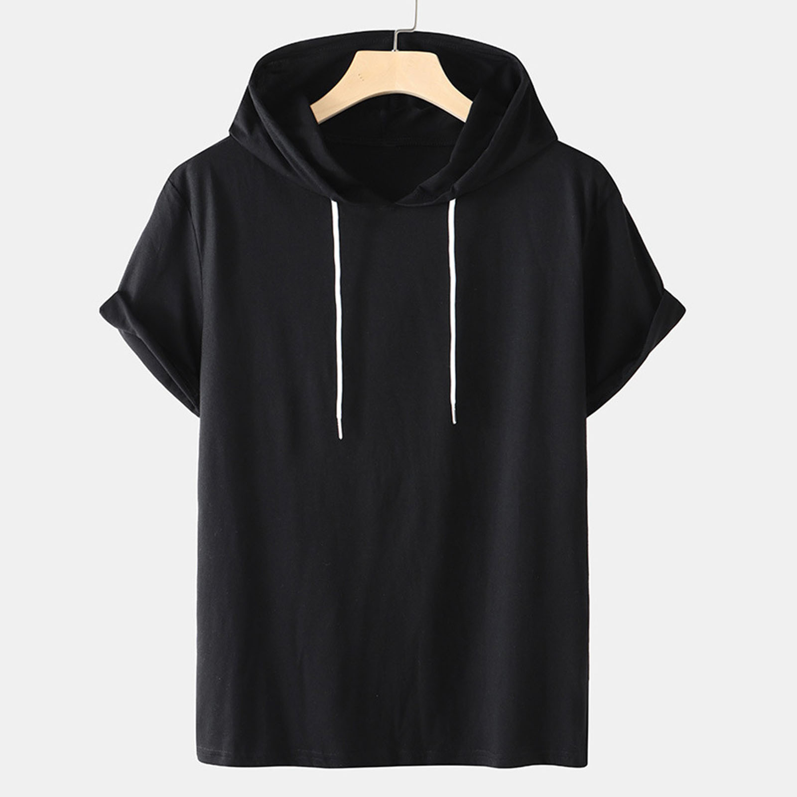 Mens Clothing Under $10 Short Sleeve Hoodie for Men Men Casual Solid Fashion Hooded Pullover Short Sleeve Sports T-Shirt Top Summer Tops Size S-4XL