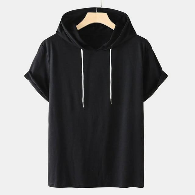EGNMCR T-shirts pour Hommes Hommes Décontracté Uni Mode à Capuche Chandail à Manches Courtes T-Shirt de Sport Haut