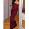 thumbnail image 5 of Sparkly Sequin Prom Dress Maxi Mermaid Bodycon Formal Party Club Dress Wine Red L, 5 of 8