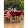 thumbnail image 3 of Outdoor Tablecloth with Umbrella Hole for Patio/Picnic/Party/Camping, Botanical Chrysanthemum Waterproof Table Cloth Rectangle Table Cover Washable, Abstract Spring Floral Red Black (52"x 70"), 3 of 8