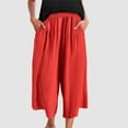 thumbnail image 4 of Capri Pants for Women 2025 Summer Casual Loose Wide Leg Flowy Palazzo Capris with Pockets Womens Cropped Pants, 4 of 5