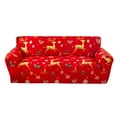 thumbnail image 2 of Cinvoph Christmas Couch Covers Washable, Warm Soft Reindeer Slipcovers for 2-3 Cushion Sofa, Non Slip Jacquard Sofa Cover Furniture Protector Decor for Winter Xmas Living Room, Red, 2 of 6