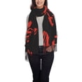 thumbnail image 4 of Foulard à Franges pour Femme, Longue Châle Rouge à Texture de Fleurs Abstraites, Léger et Chaud, 4 of 6