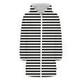 thumbnail image 4 of Women's Striped Zip Up Hoodie, Longline Fleece Jacket with Full-Length Zipper, Lightweight Mid-Length Hooded Sweatshirt, Soft Casual Wear for Fall and Winter Black L, 4 of 5