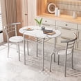 thumbnail image 4 of Homall 3-Piece Dining Table Set, Small Dining Table for 2, Modern Dining Set for Small Spaces, Dining Room, Kitchen, Marble & Silver, 4 of 9