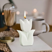 Opehuo Flower Shaped Candles,Tulip Shaped Scented Candles Decorations,Flower Aesthetic Paraffin Soy Wax Aromatherapy Candle,Gift for Valentine's Day Birthday Wedding Spring Easter Party(White)
