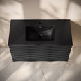 thumbnail image 4 of Cascade 36" Wall-Mounted Bathroom Vanity in Black Oak with Black Sink Top, 4 of 6