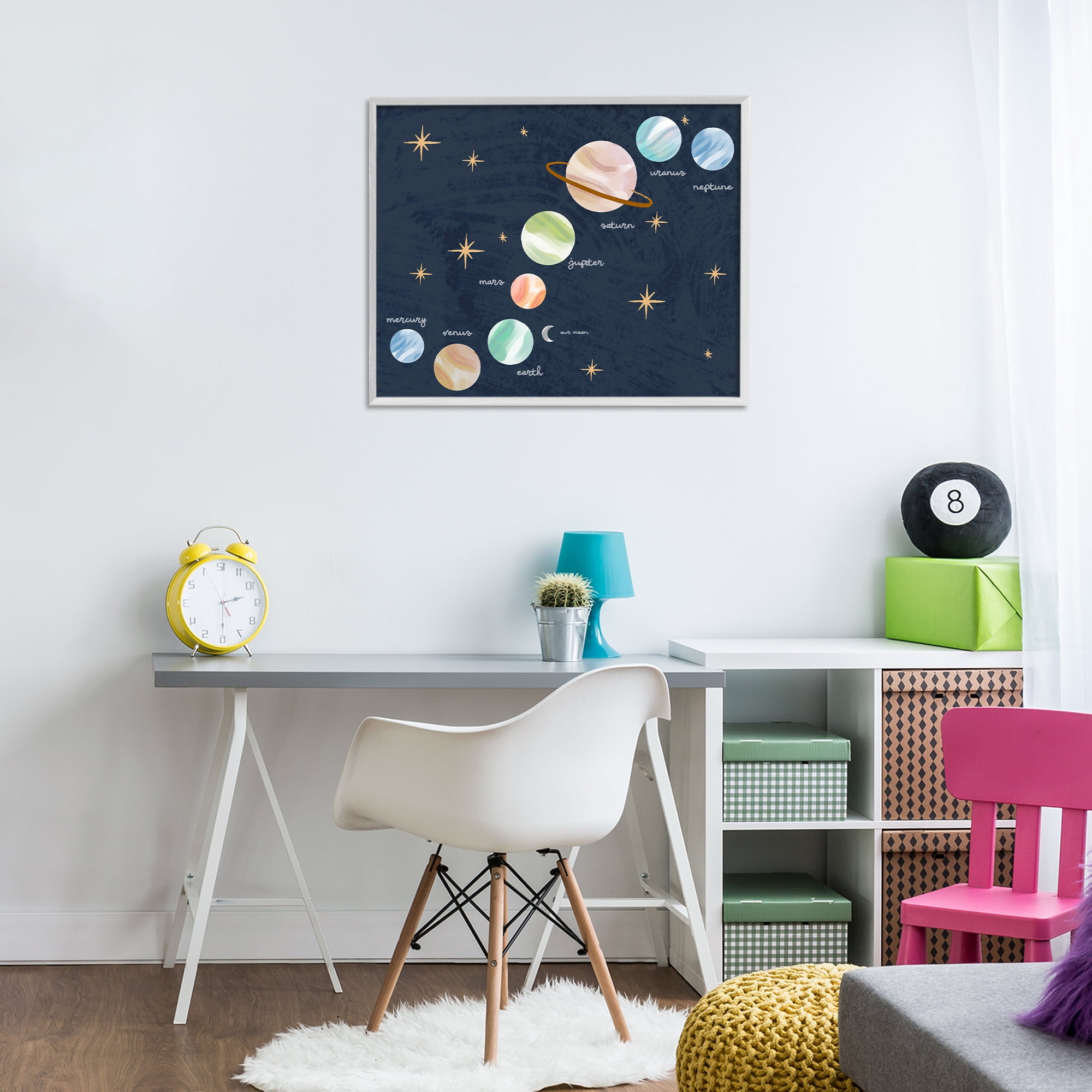 Stupell Industries Educational Space System White Framed Giclee Art, design by Lil' Rue