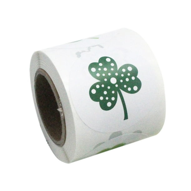 500 pegatinas autoadhesivas de trébol en 1 rollo, etiquetas creativas para el Día de San Patricio, suministros decorativos para el hogar, decoración para festivales