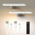 thumbnail image 1 of ADEN-2 Pack Picture Lights Battery Operated with Remote, Rechargeable Picture Lights for Wall, 3CCT&Brightness Dimmable,300 LM, Sticker/Screw Installation, Art Light for Gallery, Artwork-White, 1 of 4