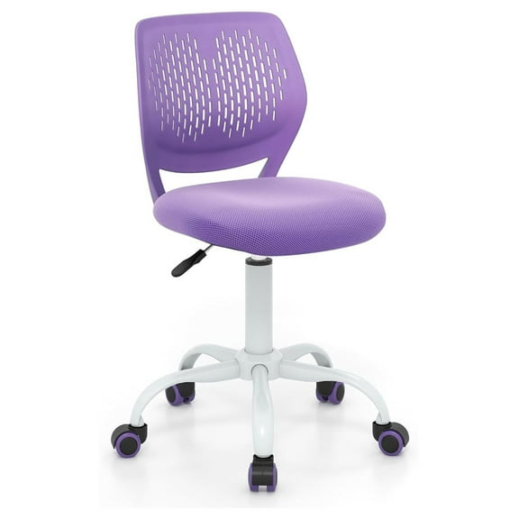 WDZS Kids Desk Chair, Adjustable Children Study Chair, Swivel Armless Mesh Task Office Chair, Computer Desk Chair with Adjustable Height & Lumbar Support (Purple)