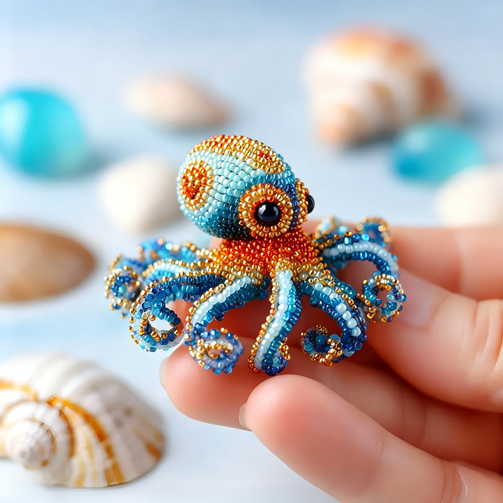 TUWAFE 2026 New Octopus Bead Embroidery Kit,3D Ocean Animals Diy Beadwork Craft Kit for Beginners Adults,Beaded Ornament Art Supplies&Gift,Handmade Gifts,Starter Embroidery for Craft Lovers(Octopus)