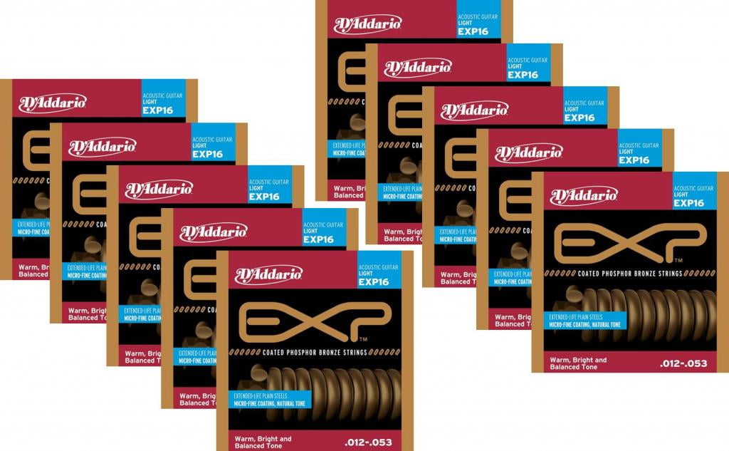 10 Sets D'Addario EXP16 Coated Phosphor Bronze Acoustic Guitar