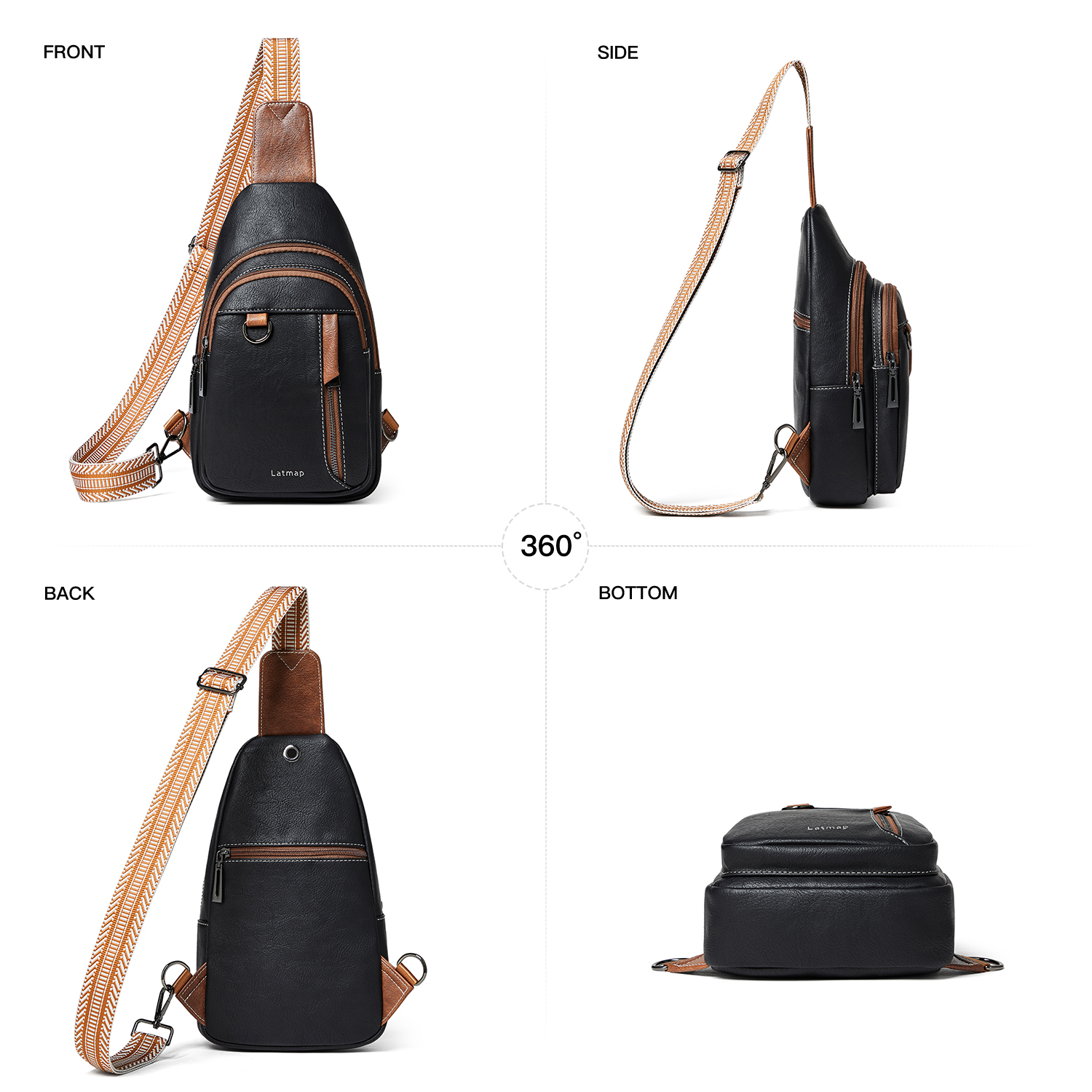 7L Sling Bag for Women & Men, Leather Anti-Theft Crossbody Backpack, Small Daypack Fanny Pack for Travel, Hiking, and Work