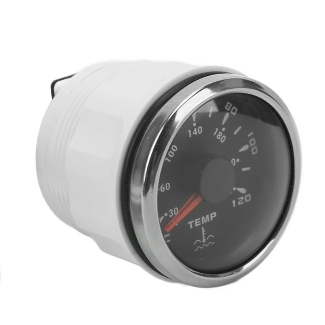 Yachts Water Temp Meter, Water Temperature Gauge 52mm IP67 Waterproof 7 Colors Backlight Pointer Indication For Boats For Cars White,Black