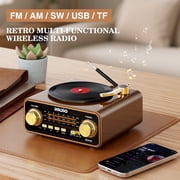 UMUTOO Classic Vintage Radio Bluetooth AM/FM/SW Portable Retro Rechargeable Battery Dark Olive Brown