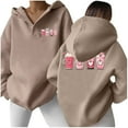thumbnail image 1 of WEAIXIMIUNG Sweatshirts à Col Rond pour Femmes Bleu Marine et Imprimé Boisson Mode Hiver Sweat à Capuche Sans Poches, 1 of 5