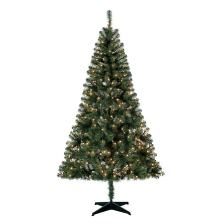Holiday Time Pre-Lit 6.5' Madison Pine Green Artificial Christmas Tree,