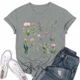 thumbnail image 2 of NAMTYQX Womens Spring Tops Short Sleeve Lightweight Fashion Graphic Gemusterte Breathable Loose Fitting Plus Size Round Neck Short Sleeve Blouses for Women Gray Size S, 2 of 4