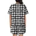 thumbnail image 3 of Qekee Anchor Black Tartan Plaid Women's Pajama Set Short Sleeve Sleepwear Summer Home Wear with Pockets Soft Short Sleeve Shirt - Anchor Black Tartan Plaid, 3 of 9