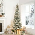 thumbnail image 2 of Naomi Home 7.5ft Slim Snow Flocked Christmas Tree with Lights, Realistic Frosted Skinny Pencil Christmas Tree Prelit with 1102 Branch Tips, 350 Warm Lights and Metal Stand, Aritificial Christmas Tree, 2 of 8
