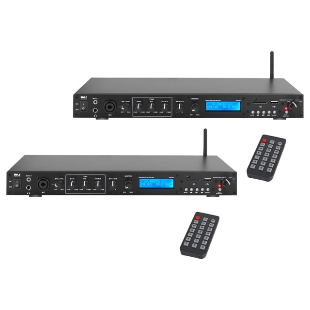 Pyle PPRE70BT Système Récepteur Préamplificateur Audio Bluetooth Pro & Télécommande (2 Pack)