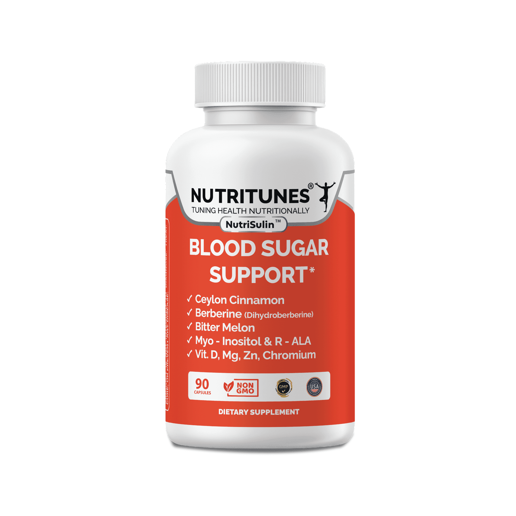 NutriTunes NutriSulin Berberine Blood Sugar Support Supplement – Dihydroberberine & Ceylon Cinnamon, 9-in-1, 90 Capsules