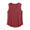 thumbnail image 6 of Ahabrexf No Sleeve Shirt Men Solid Color V Neck Vintage Worn Corners Breathable Beach Vacation Tank Top, 6 of 8