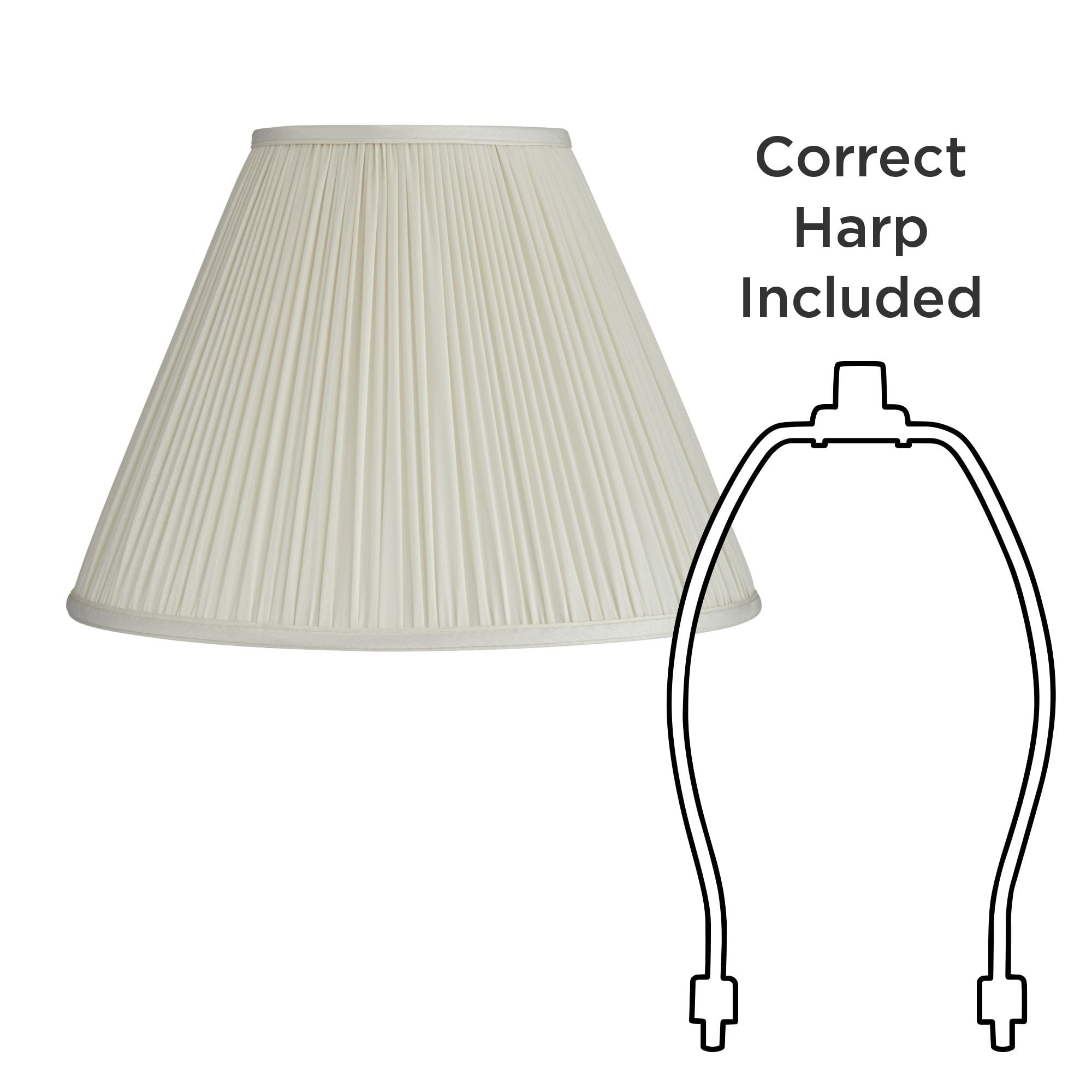 Springcrest Set of 2 Pleated Empire Lamp Shades Beige Medium 7" Top x 16" Bottom x 11.25" High Spider with Harp and Finial Fitting