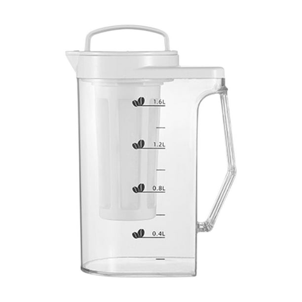 Cafetera helada Cafetera de hielo con tapa, , mango Cafetera portátil para preparar en frío Cafetera fría para jugos Leche casera 1.6L