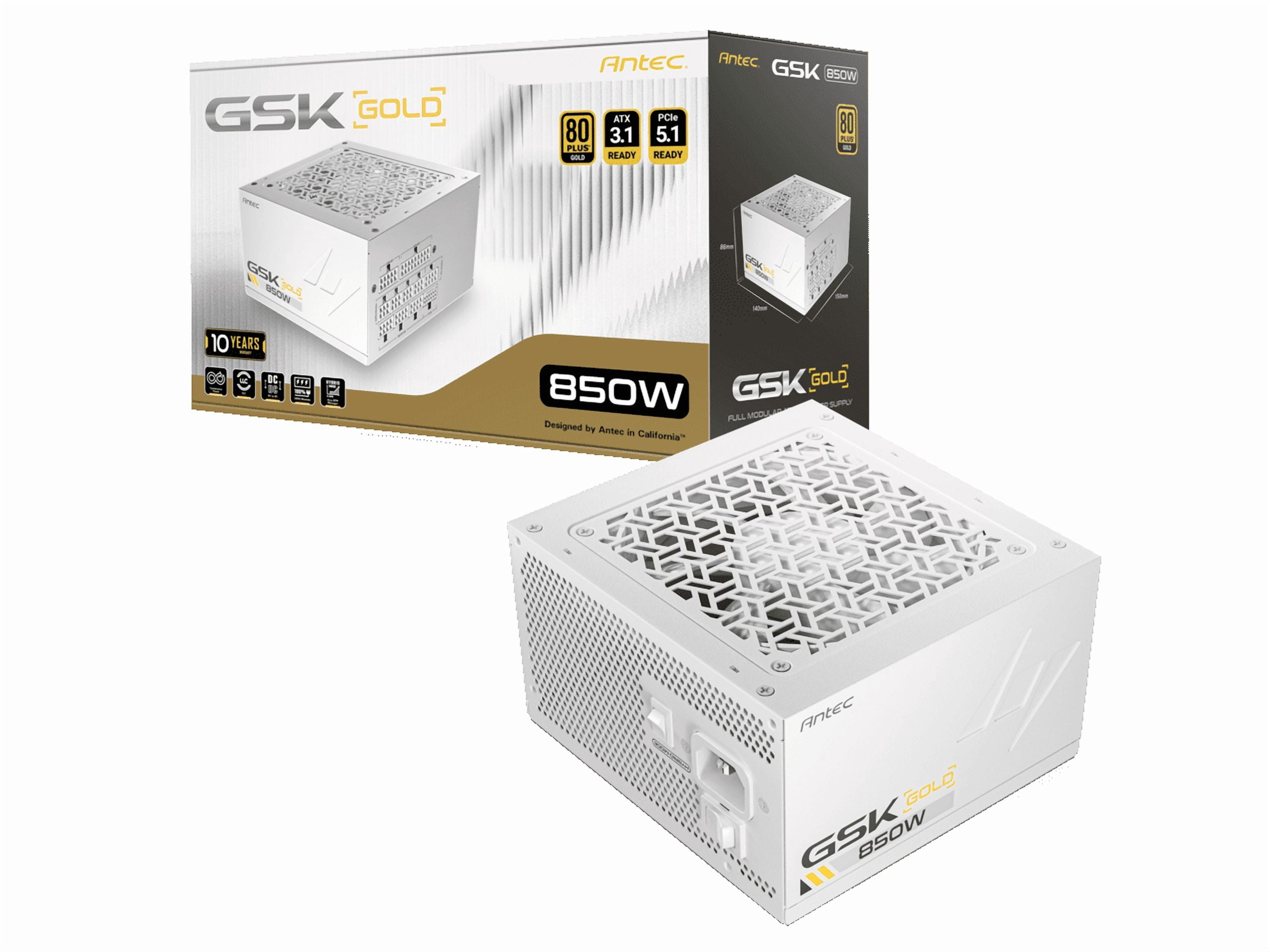 MSI - MAG A850GL PCIE5 WHITE, Fully Modular Gaming PSU, 80+ Gold