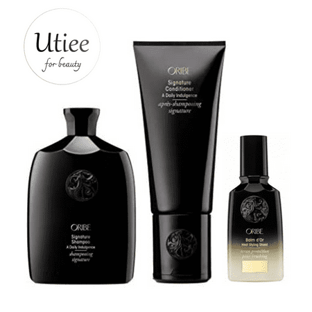 Oribe Signature Shampoo and Conditioner plus Balm d'Or Heat Styling Shield (8.5/6.8/3.4oz)