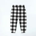 thumbnail image 3 of IVEYRTF Children's Christmas Checkered Print Pants Elastic Waistband with Drawstring and Pockets Thickened Casual Sports Sweatpants Trousers for Kids 2-15 Years(Black#1,10-11 Years), 3 of 3