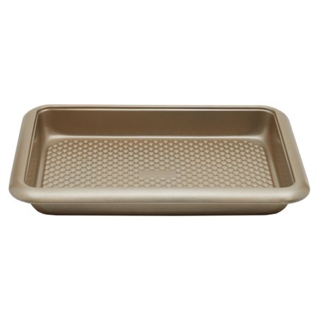 Home Basics Aurelia Non-Stick 14.5” x 10.6” x 1.75” Carbon Steel Roaster Pan  Gold