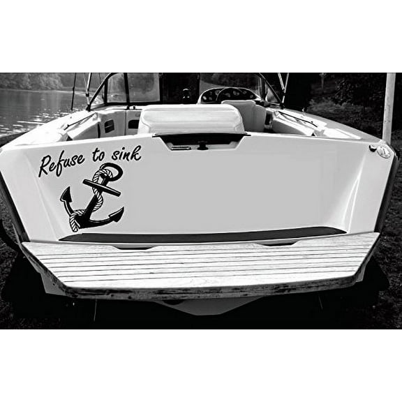 Decal ~ Refuse to Sink with Anchor ~ Wall or Boat decal Small 13" x 13"Refuse to Sink with Anchor ~ Wall or Boat decal Small 13" x 13"