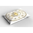 thumbnail image 2 of Zodiac Pillow Sham Set of 2, Circular Zodiac Chart Apparent Position of Sun and Moon in Centre Pattern Print, Quality Microfiber Bedding Item for All Seasons, 26" x 20", Yellow Beige, by Ambesonne, 2 of 3
