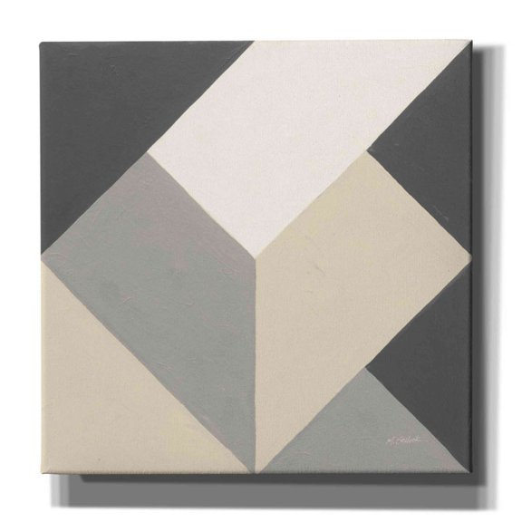 Epic Graffiti 'Triangles I Neutral Crop' by Mike Schick, Giclee Canvas Wall Art, 18"x18"