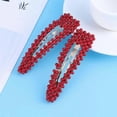 thumbnail image 3 of 2pcs Pearl Hair Hair Clip Pearl Hairpins Set Barrettes Styling Hair Accessories Water Drop Style for Women Girls Ladies (Red), 3 of 3