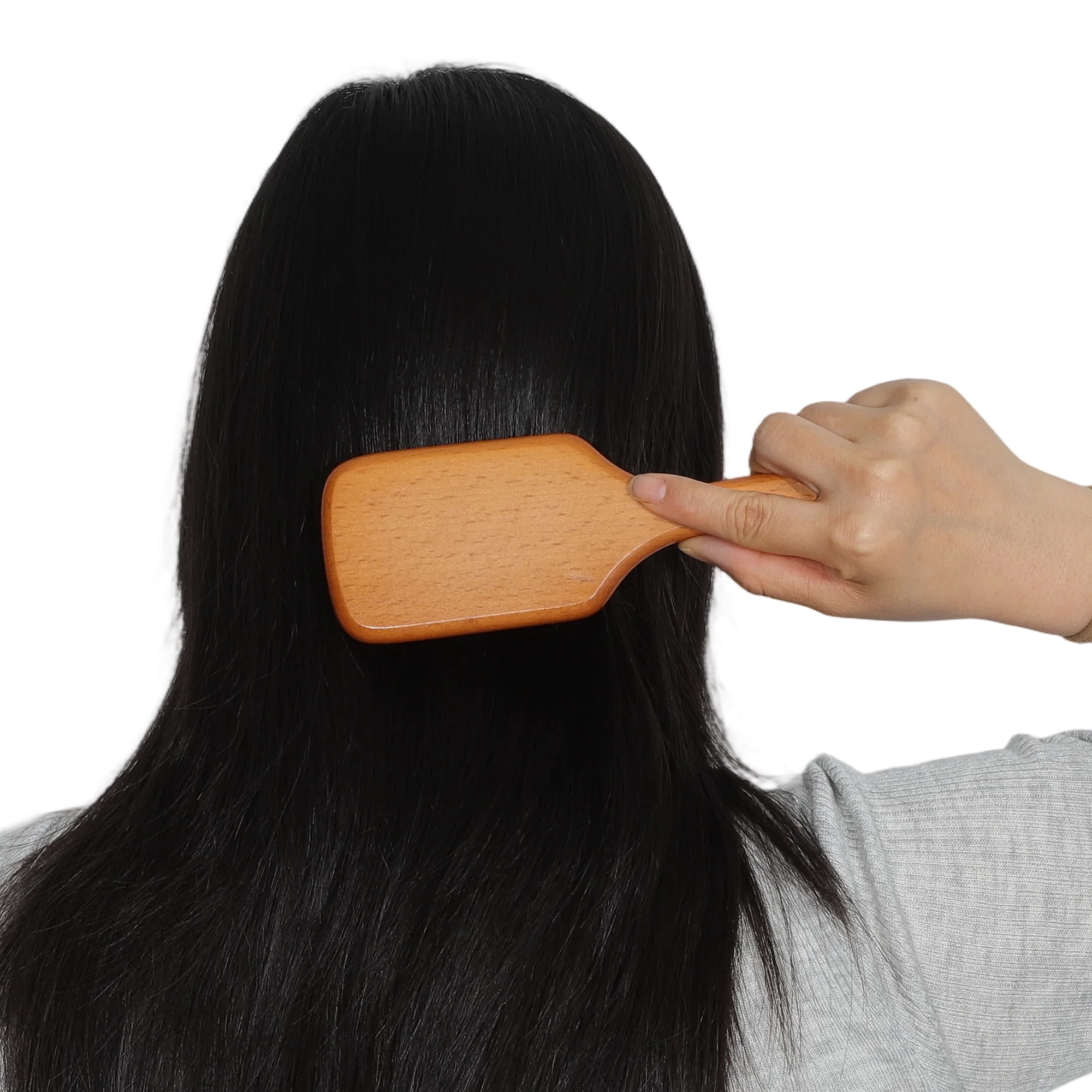 Unique Bargains 1 Pc Wood Airbag Hair Comb for Hair Care Dark Brown, Black 7.87"x2.76"