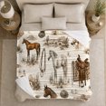 thumbnail image 4 of Western Horses With Saddle And Desert Buildings, Soft Flannel Blanket with Vintage Western Sketch Print, Housewarming Gift and Home Decor for Bedroom and Living Room, 4 of 7