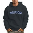thumbnail image 5 of Men's 100% Cotton Blue BOSTON Hoodie 330g Thick Pocket Hood, 5 of 16