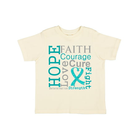 

Inktastic Ovarian Cancer Hope Faith Motto Gift Toddler Boy or Toddler Girl T-Shirt