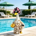 thumbnail image 2 of Ccwuwei 23" Porch Goose Outfits, Waterproof Cow Print Bathrobe Set, Fuzzy Plush Wrap with Curler Cap Eyewear Chain & Cup Accessory, Farmhouse Yard Lawn Decor for Goose Statue, Outdoor Decor - Black, 2 of 7