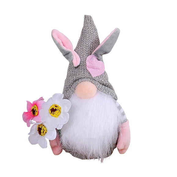 Easter Bunny Decorations for the Home Faceless Cloth Doll with Bunny Ears Floral Accents and Carrot Details 9.84 in x 4.72 in x 3.15 in