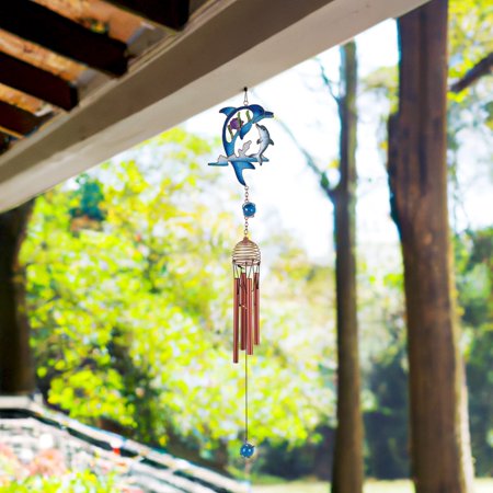 ICE ARMOR 22" Long Dolphin Wind Chime with Copper Gem