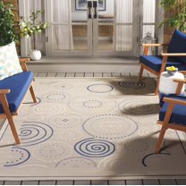 Safavieh Courtyard Hugo Oriental Indoor/Outdoor Area Rug, Natural/Blue, 6'7" x 9'6"