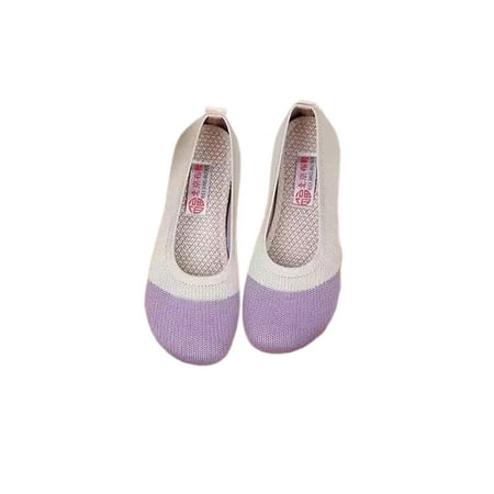 

Oucaili Womens Walking Shoe Non-Slip Flats Slip On Casual Shoes Lightweight Color Block Moccasins Work Purple 7.5